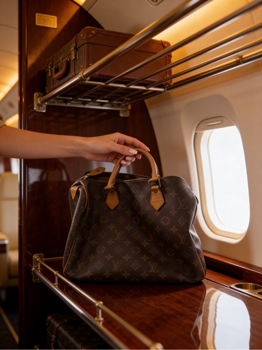 Louis Vuitton Monogram Canvas Satchel with Red-Trim Handles - Picture 4 of 5